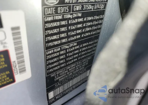 2015 Land Rover Range Rover Supercharged из США, поврежденный, VIN SALGS2TF0FA224224